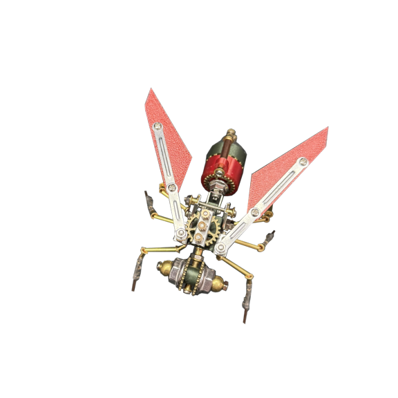 127PCS Razorwing Membrane Bee B 3D Metal Model Kit, Steampunk Mechanical Bee DIY Assembly, Creative Desk Display Collectible Insect Sculpture for Adults