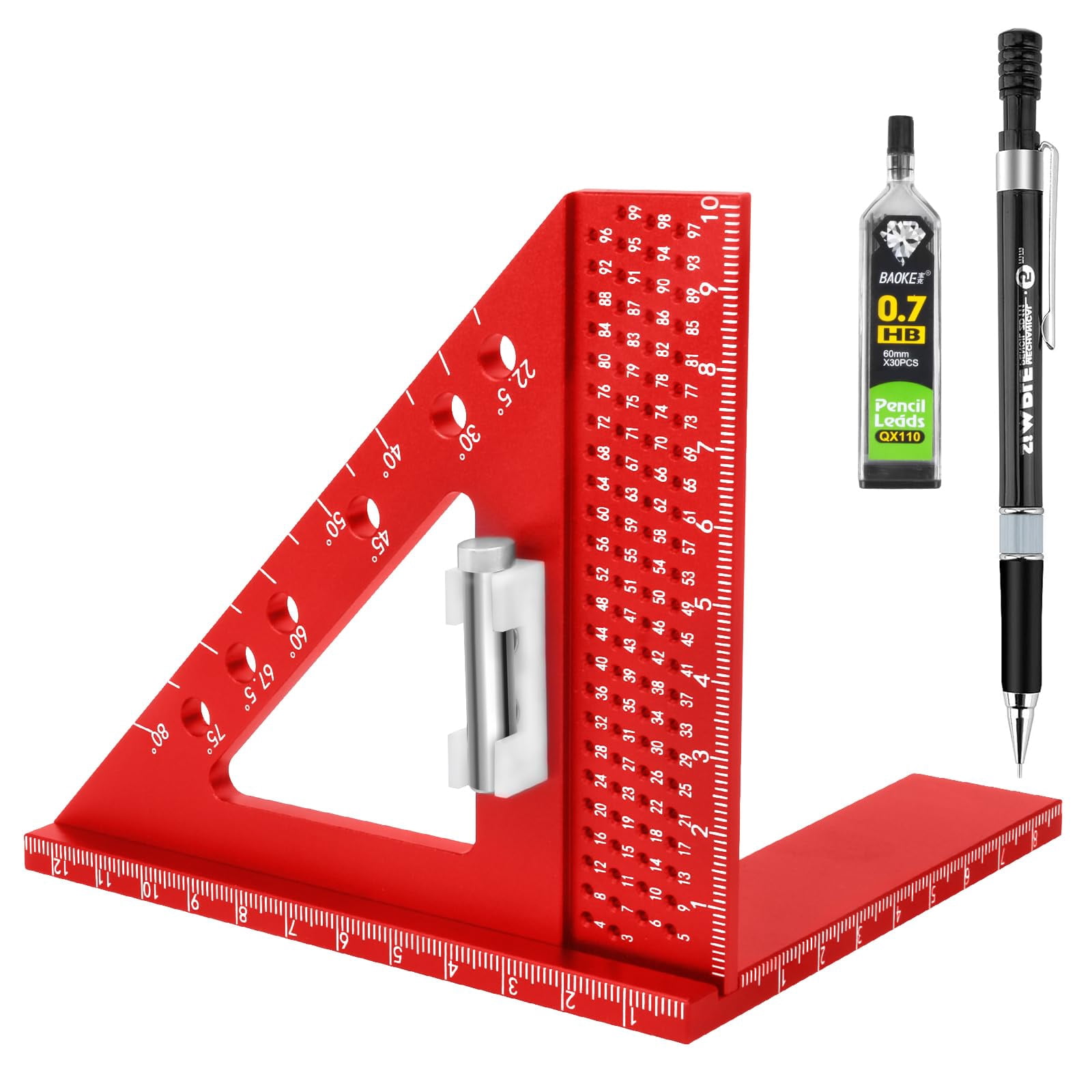 127mm x 108mm 3D Multi Angle Measuring Ruler, Aluminum Alloy 0-90 ...
