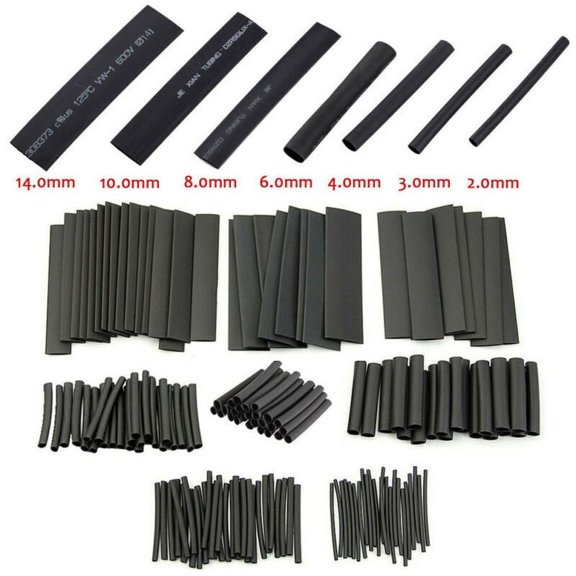 127pcs Black Glue Heat Shrink Sleeve Kit – High Temperature Polyolefin Tubing Tube Assortment Set with 2 1 Shrinkage Ratio