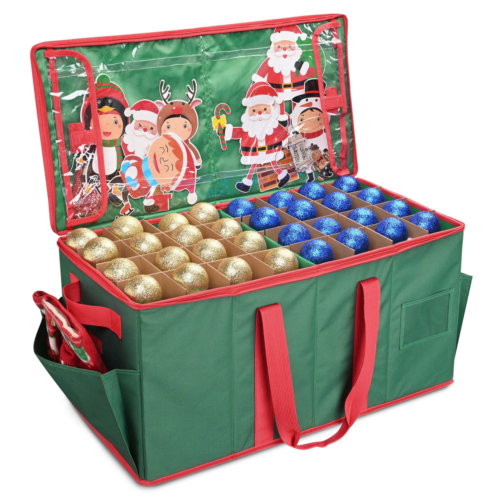 128 Balls Christmas Ornament Storage Box Dividers Xmas Decor Organizer  Container