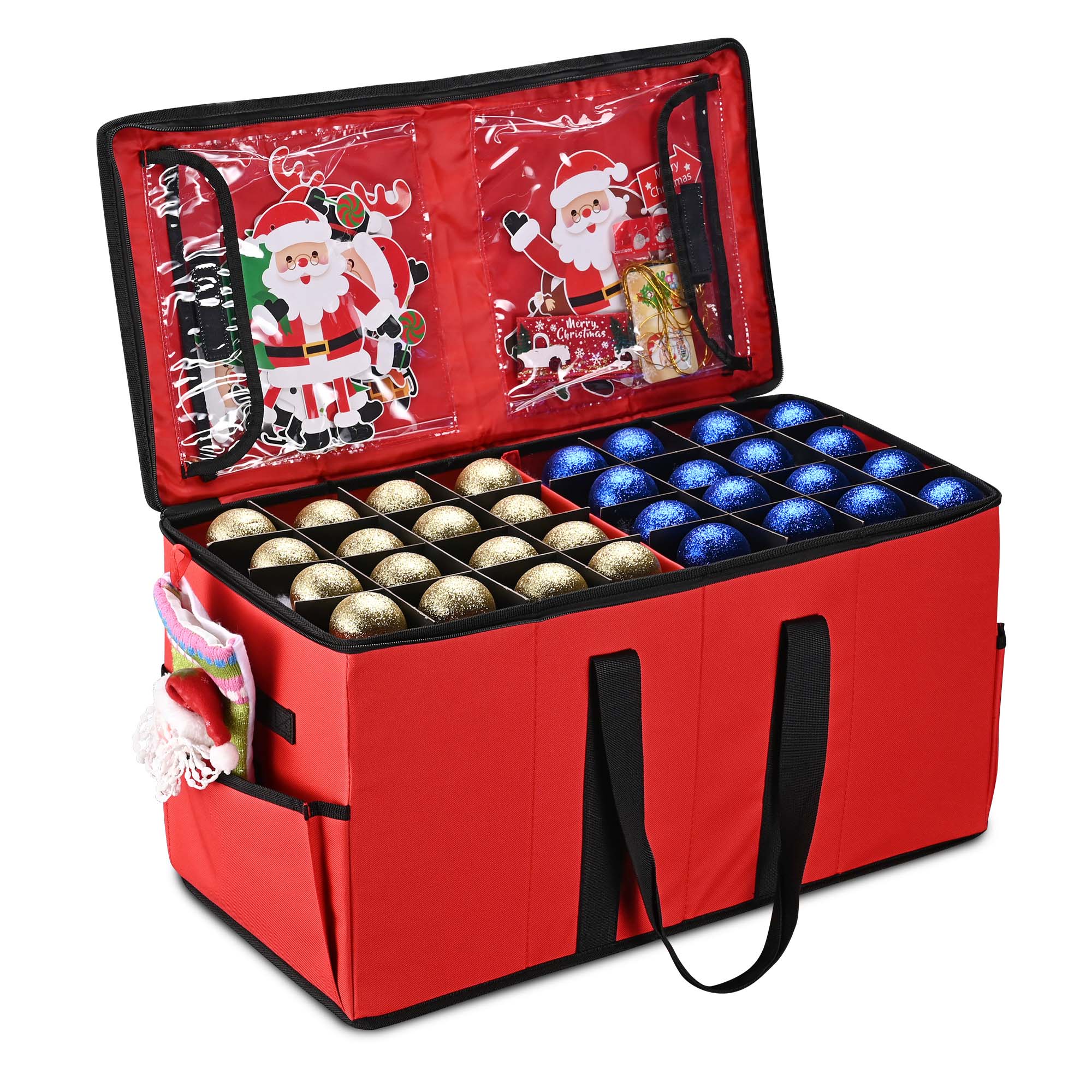 128 Balls Christmas Ornament Storage Box Dividers Xmas Decor Organizer