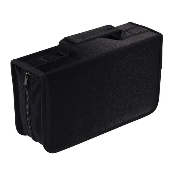128 Capacity CD DVD Wallet Case with Reinforced Edges, Water-Resistant for Safe Disc Transport and Storage, Black