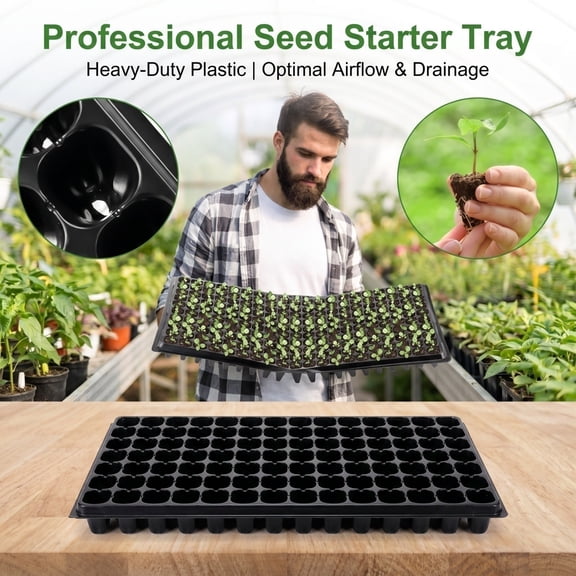 128 Cell Plastic Seedling Tray Nursery Grid Propagation Tray 21.3x11in for Garden Plant Seed Starting