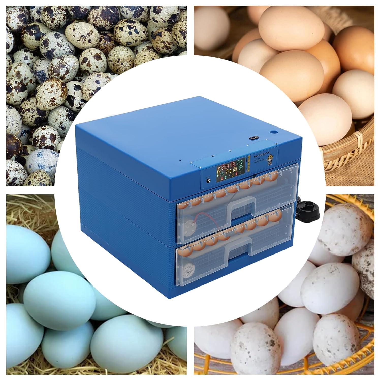 128 Eggs Incubator, 3 in 1 Digital Poultry Hatcher Machine with ...