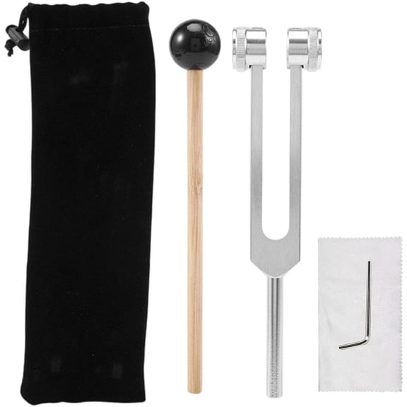 128 Hz Healing Tuning Fork with Mallet, Metal Sound Vibration Tool for Relaxation, Body Awareness & Daily Wellness(RL Silver 1 Set)