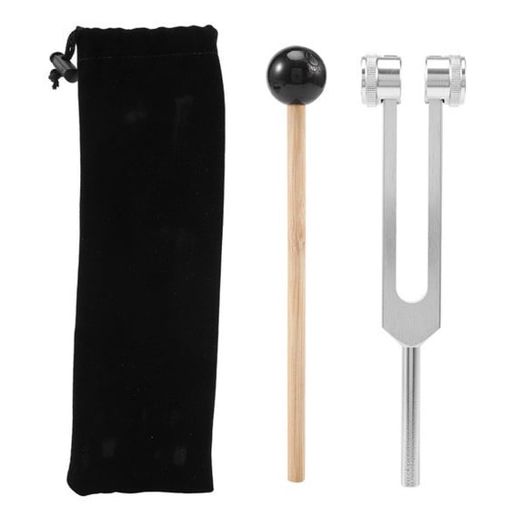 128 Hz Tuning Fork - C-128 Frequency Aluminum Alloy Non-Magnetic Medical Tuning Fork for Healing & Sound Therapy, Includes Taylor Percussion Hammer Mallet(Silver)