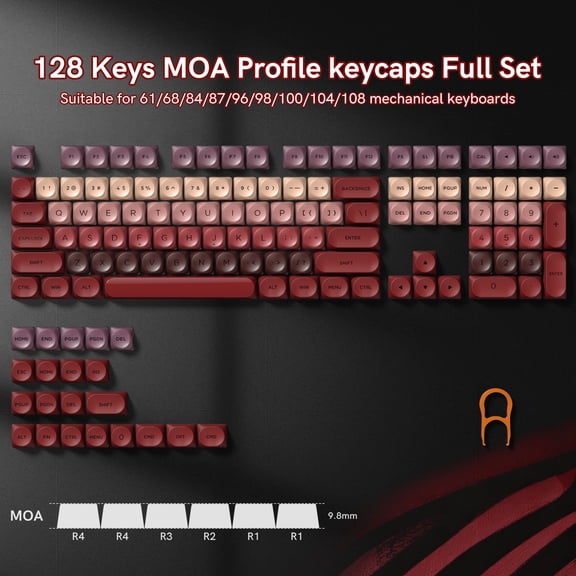 128 Keys 2.0 Bright Pink Liquid Foundation Keycap HOA Profile PBT Double Shot Keycap For Mx Switch Mechanical Keyboard Caps