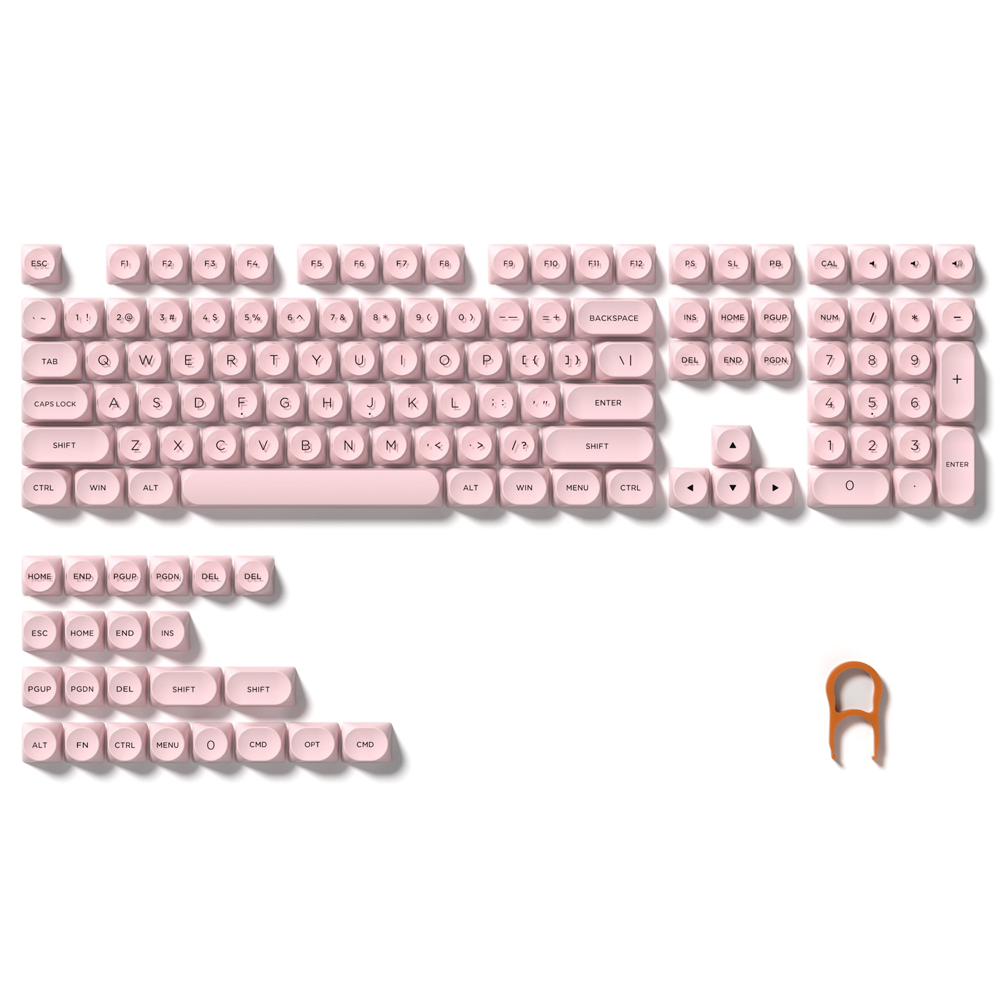 128 Keys 2.0 Bright Pink Liquid Foundation Keycap HOA Profile PBT Double Shot Keycap For Mx Switch Mechanical Keyboard Caps