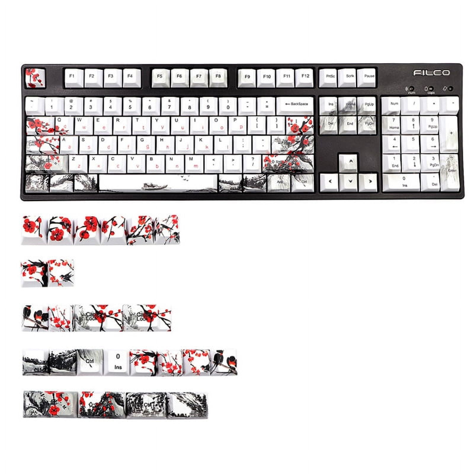 128 Keys Mechanical Keyboard Cherry Profile DYE-Sub Plum Blossom PBT ...