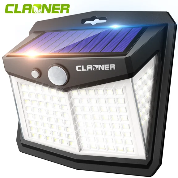 128 LED Solar Power Wall Light Outdoor 3000LM PIR Motion Sensor Security Lamp, Clear White