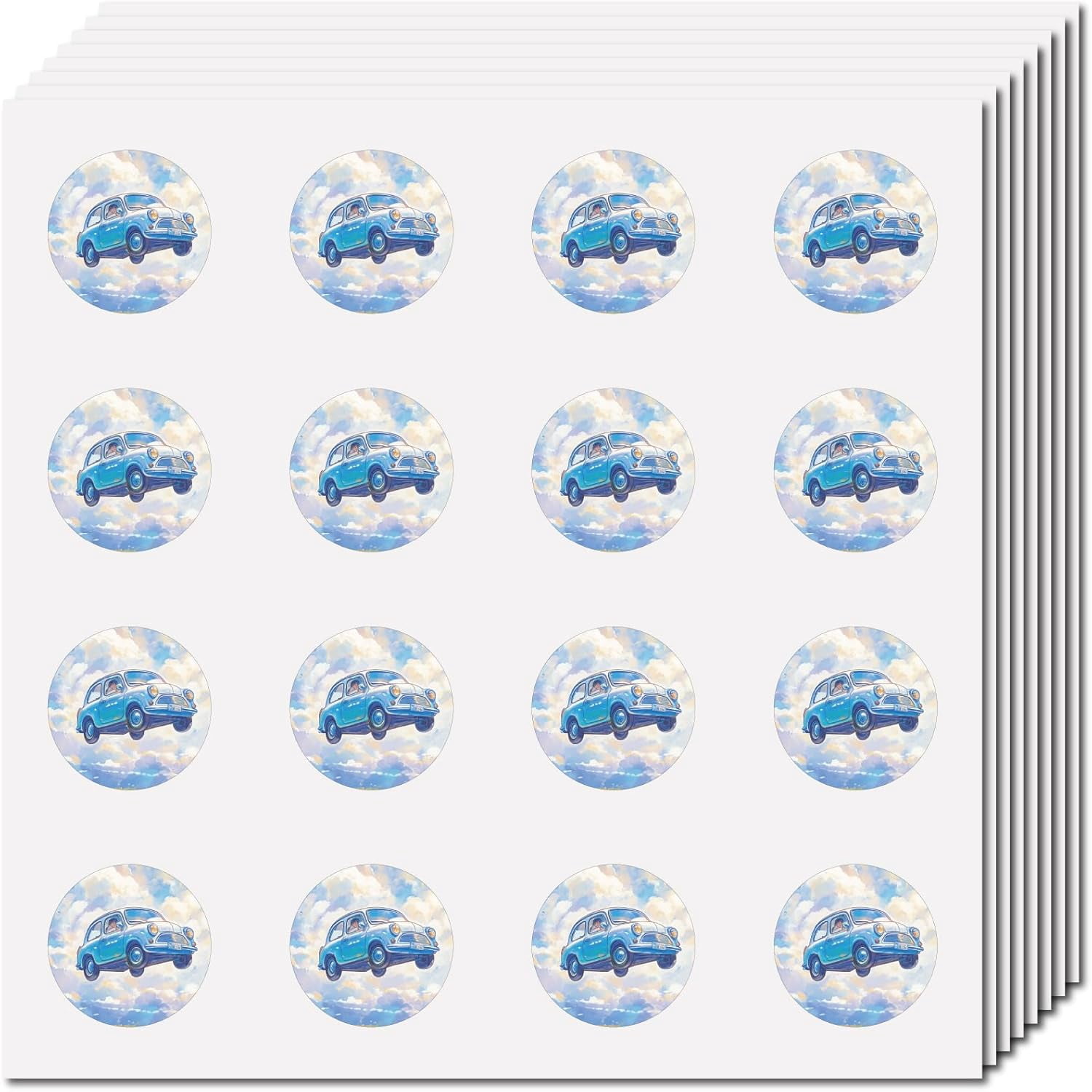 Paster Sticker 128 Pcs Blue Car Sticker Vintage Car Stickers Self-Adhesive Waterproof ...