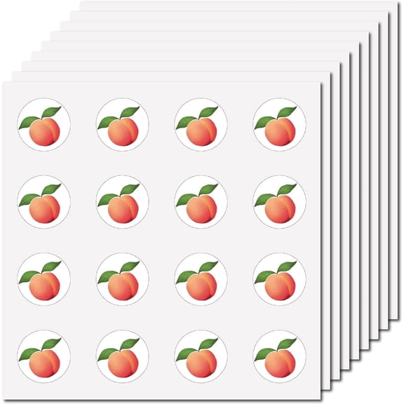 128 Pcs Cartoon Peach Sticker Fruit Stickers Vinyl Waterproof Self-Adhesive Decals Planner Paster Decors for Laptop Flasks Water Bottle Computer Phone DIY Scrapbooking Luggage 2.5x2.5cm Mixed Color