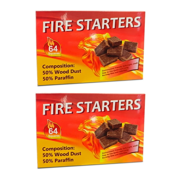 128 Pcs Fire Starters for Fireplace, Grills, Fire Pits, DAKINGS Charcoal Starter Cubes with 10 Minutes Burning Time, Fire Starters for Campfires, Waterproof, All-Weather Fire Starter Sticks