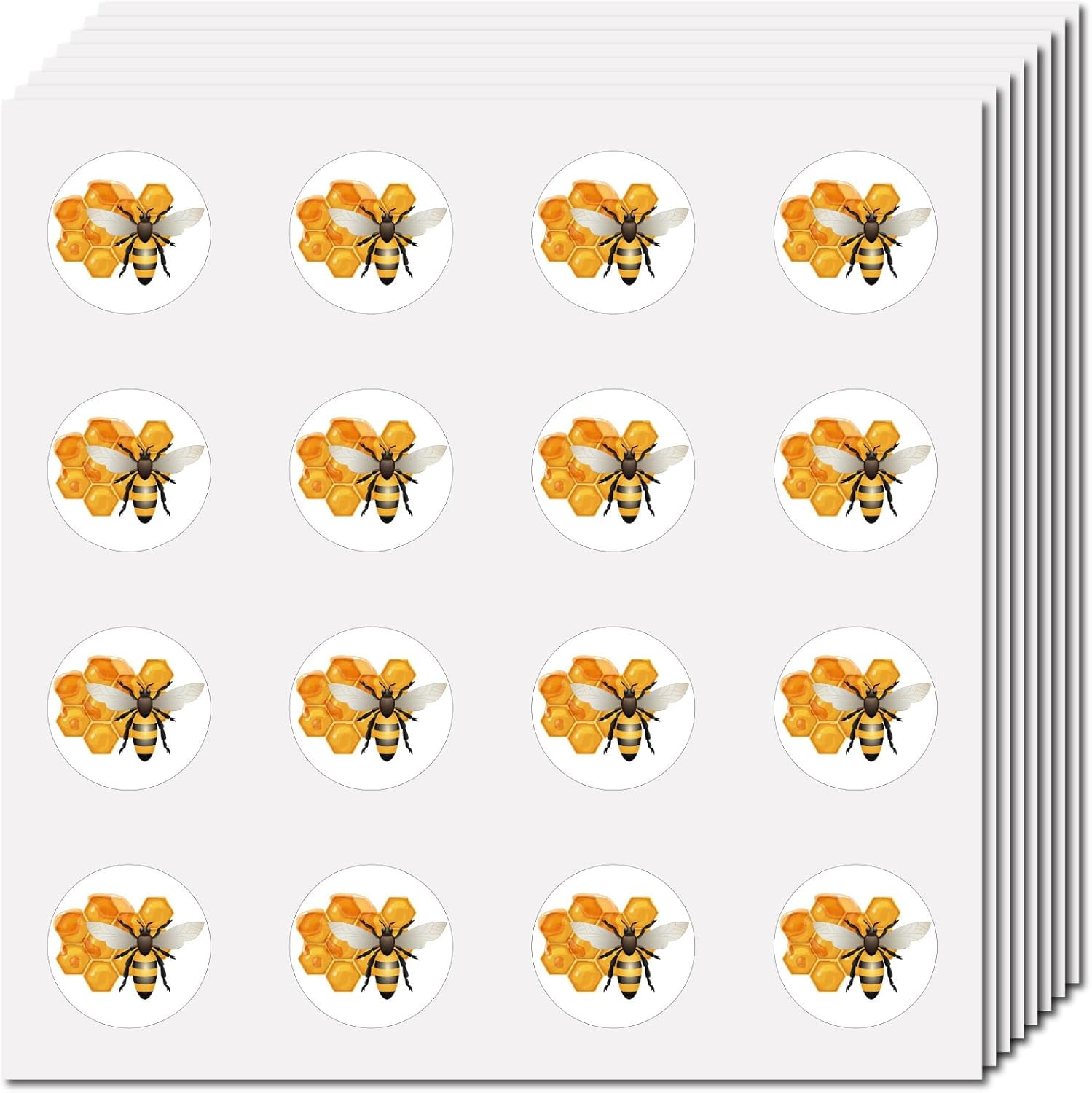 Cute Honey Bee Eating Honey Sticker - Waterproof Vinyl, 5-Year Outdoor, Peel & Stick