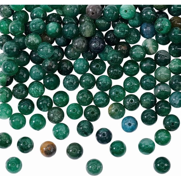 128 Pcs Round Emerald Beads 6.5mm Emerald Quartz Beads Natural Gemstone Beads Round Stone Bead Smooth Ball Beads Loose Spacer Beads for DIY Jewelry Making for DIY