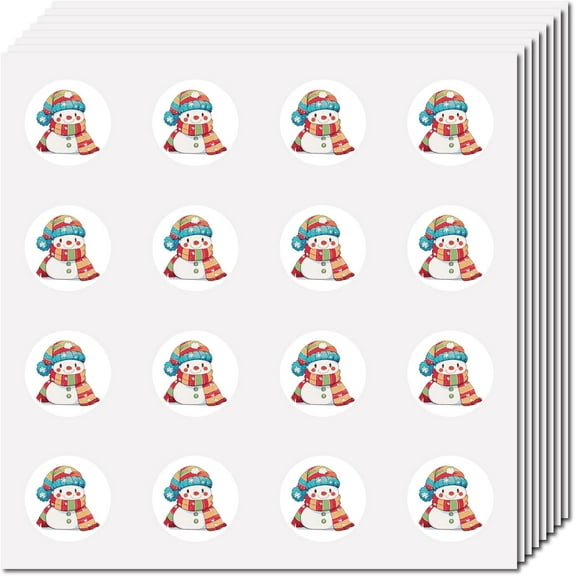 128 Pcs Snowman Stickers Christmas Sticker Vintage Vinyl Self-Adhesive Dots Labels Christmas Elements Display Decal Craft DIY Window Cup Laptop Water Bottle Gift 2.5x2.5cm
