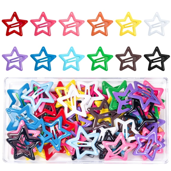 128 Pcs Star Hair Clips for Women Girls, Colorful Metal Snap Hair Barrettes, Cute Non Slip Hair Accessories for Daily Hairstyles, Party & Gifts