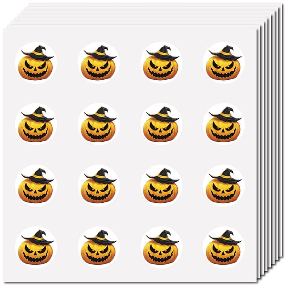 128 Pcs Stickers Pumpkin Sticker Small Circle Vinyl Self-Adhesive Dots Labels Display Elements Scrapbook DIY Craft House Decoration for DIY