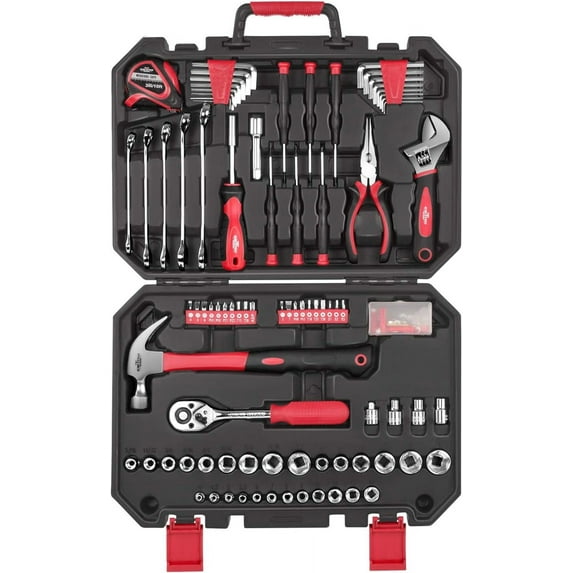 128 Pcs Toolbox, Complete Set of Manual Repair Portable Tool Kit, Car Repair, Household Repair Universal Toolbox, Men's tools, with Black Plastic Storage Box