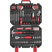 128 Pcs Toolbox, Complete Set of Manual Repair Portable Tool Kit, Car Repair, Household Repair Universal Toolbox, Men's tools, with Black Plastic Storage Box