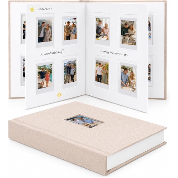 128 Pockets Instax Mini Photo Album with Writing Space, Beige | Fits ...