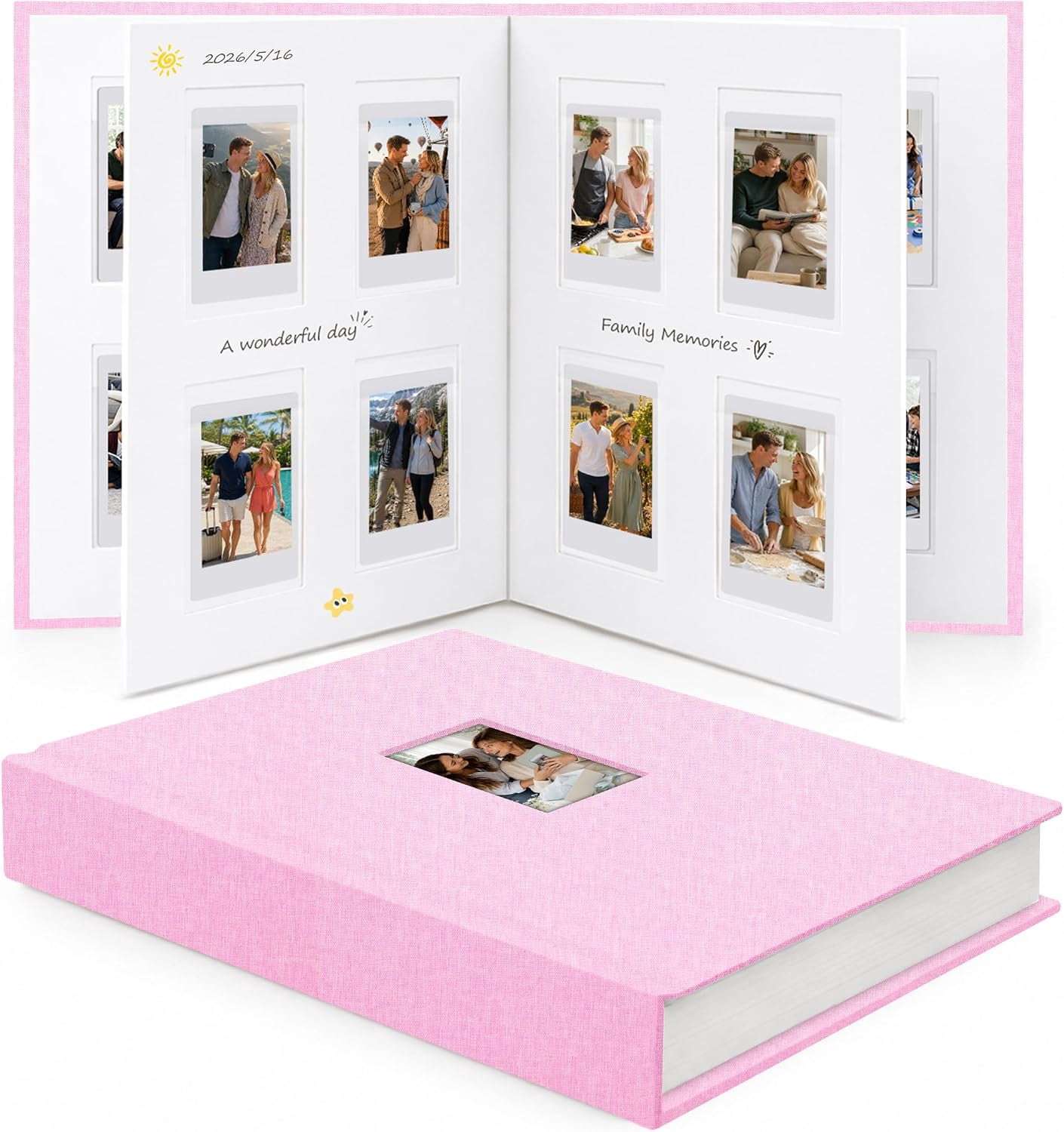 128 Pockets Instax Mini Photo Album with Writing Space, Pink | Fits ...