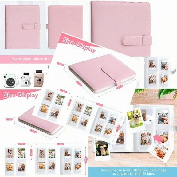 128 Pockets Mini Photo Album for film Instax Mini Camera Polaroid Snap Z2300 SocialMatic Instant Cameras Zip Instant Printer Pink