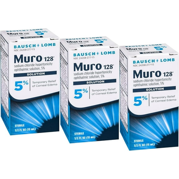 128 Sodium Chloride hypertonicity Solution 5% Drops, 0.5 Fl Oz (Pack of 3)