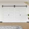 thumbnail image 1 of 128" X 84" Double 5 Lattice Shapes Bi-Fold Barn Door With Installation Hardware Kit, 1 of 8