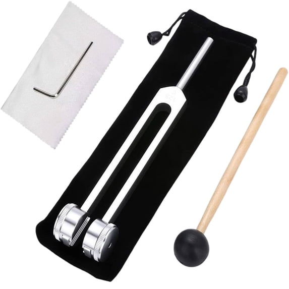 128 hz Healing Instrument, Nourial Tuning Fork, Metal Sound Vibration Tool for Relaxation, Body Awareness & Daily Use, Includes Mallet, Storage Pouch (1PC)