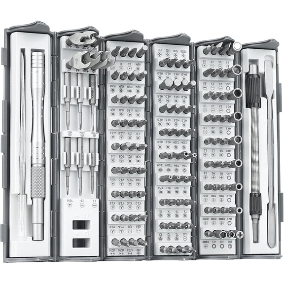 128-in-1 precision screwdriver set, ratchet screwdriver set, professional magnetic repair tool set with 122 pieces suitable for mobile phones, cameras, laptops, watches