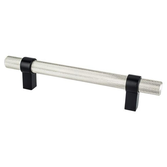 128 mm Center to Center Radial Reign Cabinet Posts Pull, Brushed Nickel Bar & Matte Black