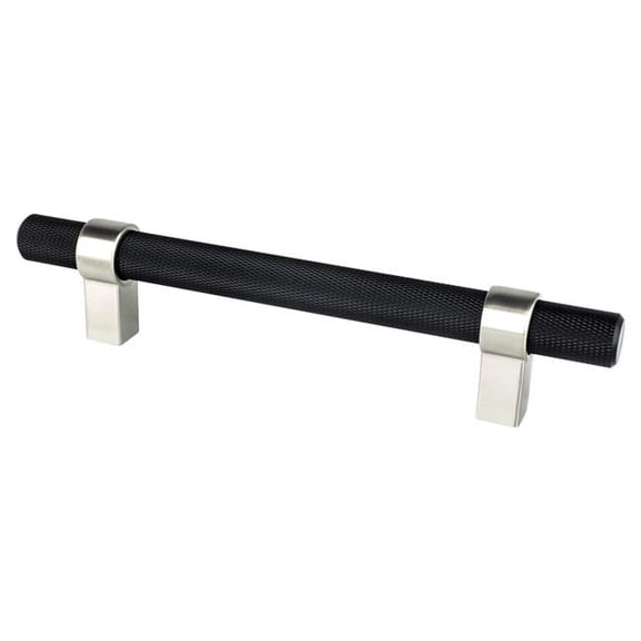 128 mm Center to Center Radial Reign Cabinet Posts Pull, Matte Black Bar & Brushed Nickel