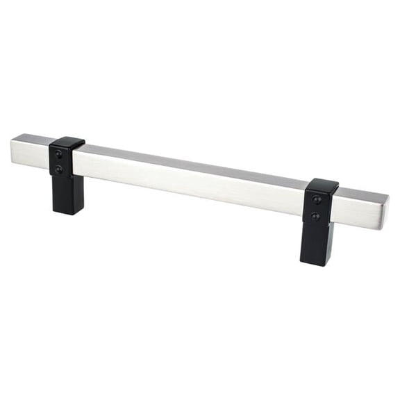128 mm Center to Center Rivet Rebel Cabinet Pull, Brushed Nickel Bar & Matte Black