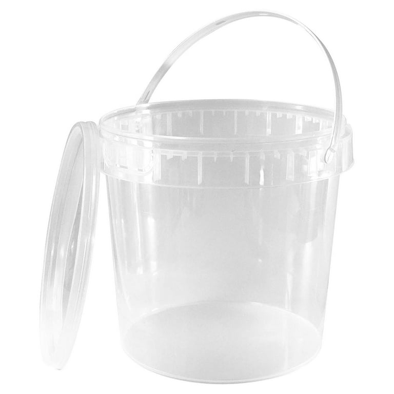 128 oz Clear Plastic Bucket with Lid and Handle 1 Pack Ice