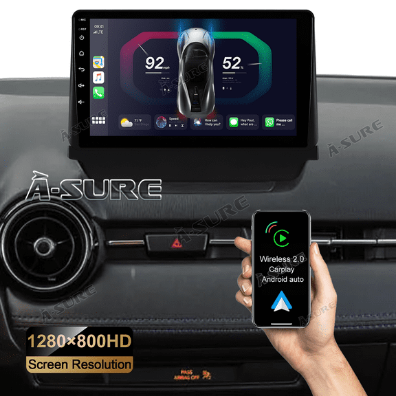 1280HD Android 12 Car Stereo Radio 2+32G Nav GPS Wireless Carplay Android Auto For Mazda 2 2014-2023