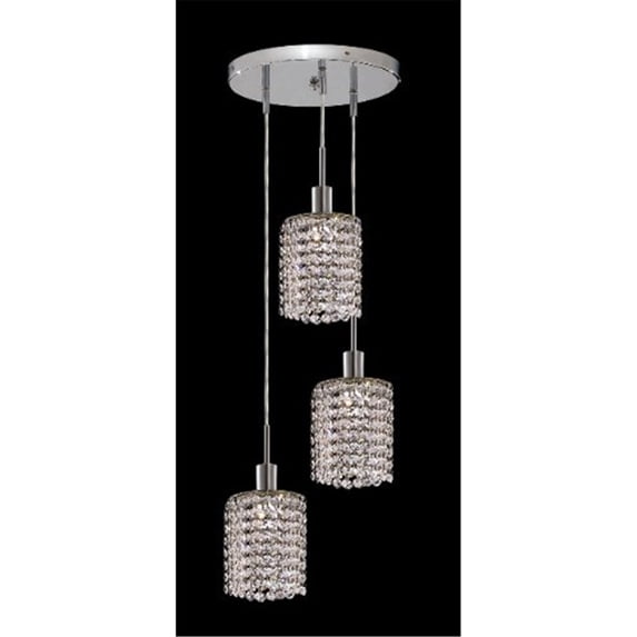 1283 Mini Collection Pendant D:9in H:4.5in Lt:3 Chrome Finish (Elegant Cut Crystals)