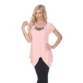 thumbnail image 1 of 1288-11-S Fenella Womens Short Sleeve Tunic Top - Coral Pink, Small, 1 of 1