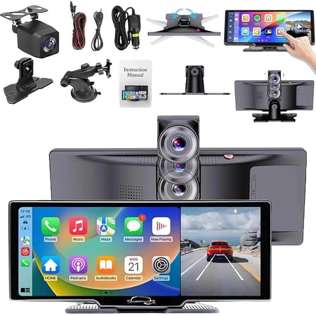 128G 4K Car Tablet Pro Max 2025, 10.26" HD Cartablet Pro Max 2025 Model, Flexscreen Pro 2025 Model, 1080P Camera, Bluetooth, GPS Navigation Voice Control, AUX/FM (Front + Behind Camera +64GB)