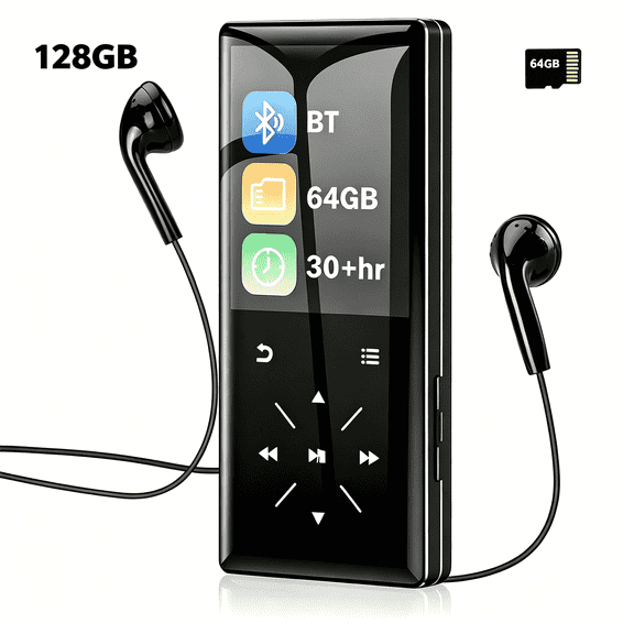 128GB Bluetooth MP3 Player - 2.4" Screen Portable HiFi Mp3 MP4 Player with Built-in Speaker,Walkmen Music Player with Voice Recorder,FM Radio,Touch Buttons Study Player,Support up to 256GB SD Card