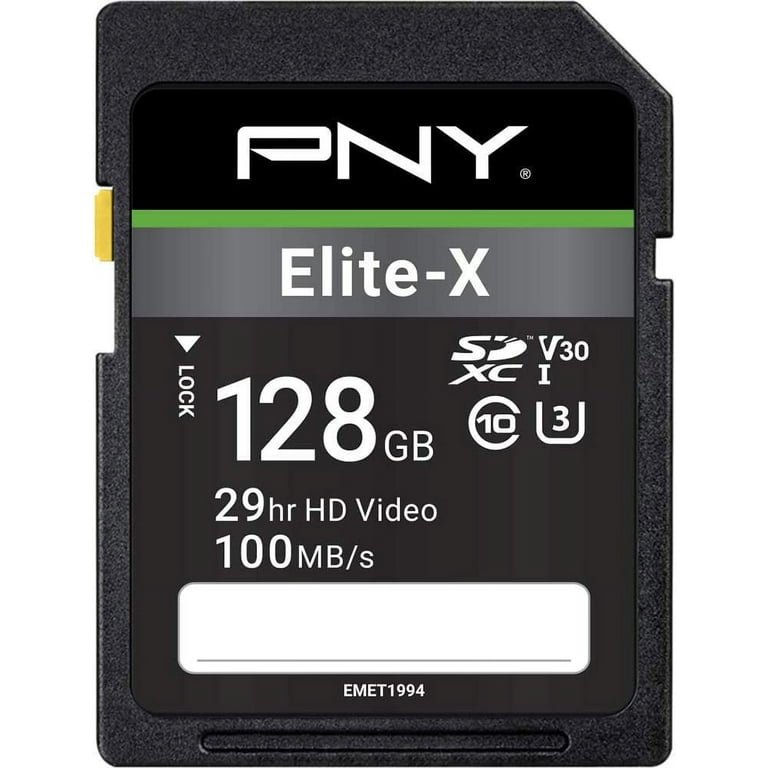PNY Carte mémoire flash microSDXC Elite-X Classe 10 U3 V30 128 Go - 100  Mo/s, Classe 10, U3, V30, A1, 4K UHD, Full HD, UHS-I, Micro SD