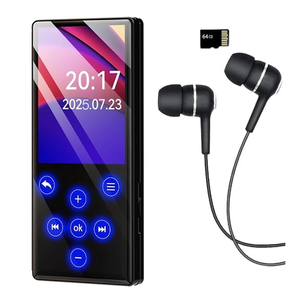 128GB MP3 Player with Bluetooth,Portable Lossless Sound Music Player with HD Speaker,2.4" Screen Voice Recorder,FM Radio,Touch Buttons,HiFi MP4 Player Built-in 64GB,Support up to 128GB for Walking