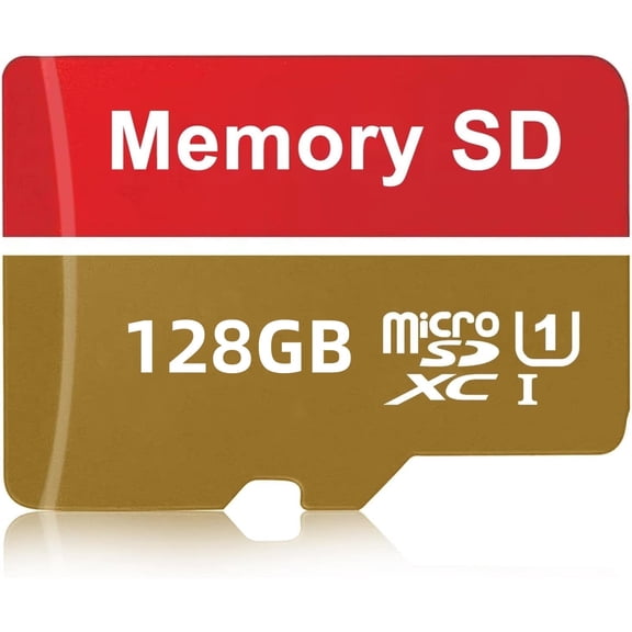 128GB Memory Card TF Card High Quality Class 10,128G Micro Sd Card TF Card with Adapter, microSDXC U3 Class 10 Memory Card for Nintendo Switch Camera Phone Drone Red/Gold