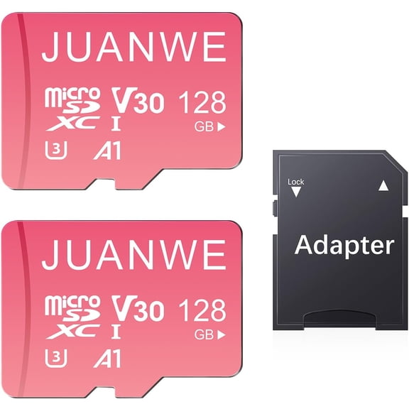128GB Micro SD Card 2 Pack 128GB TF Card with Adapter, microSDXC Memory Card for Camera, Drone, U3, A1, V30, 4K UHD, UHS-I, SD Card