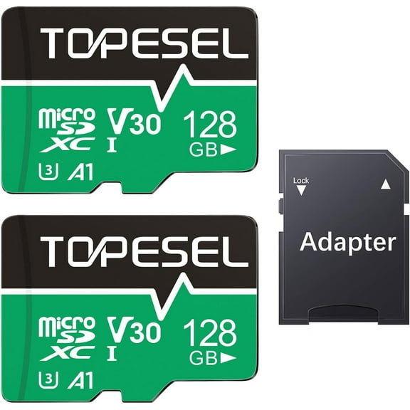 128GB Micro SD Card 2 Pack with Adapter, High Speed TF Card, Memory Card microSDXC for Camera, Smartphone, Tablet, Dash Cam, Drone, UHS-I, U3, A1, 4K UHD, V30