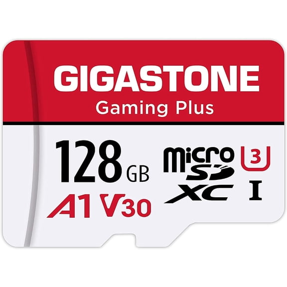 [] 128GB Micro SD Card, Gaming Plus, MicroSDXC Memory Card for Nintendo-Switch 1, Wyze, GoPro, Dash Cam, Security Camera, 4K Video Recording, UHS-I A1 U3 V30 C10, up to 100MB/s, with Adapter