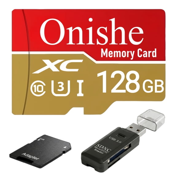 128GB Micro SD Card Onishe Class 10 Flash Memory Card U3 4K Expansion TF Card High Speed for Camera/Gopro/Phone/Car Dashcam/Monitor/Drone/Computer/Tablet/PC