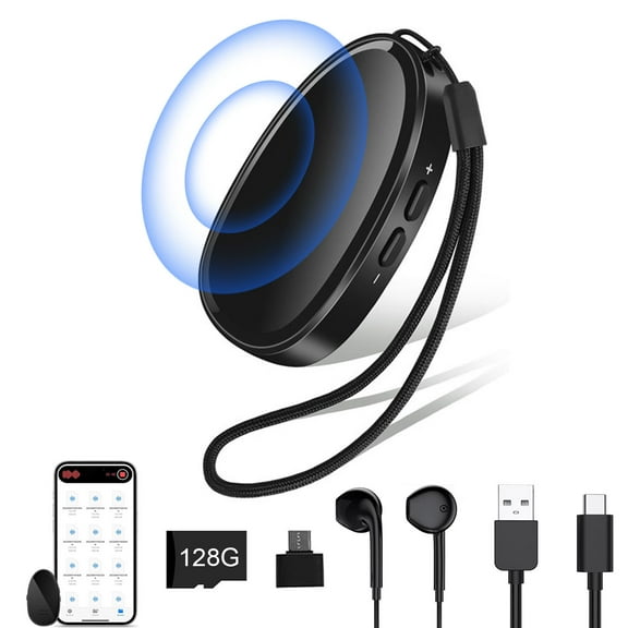 128GB Smart Voice Recorder Voice Activated Recorder for Lectures Meetings, 24 Hours Continuous Time Recorder, Speaker Instant Playback and Headphone Playback Compatible with Phone/Computer