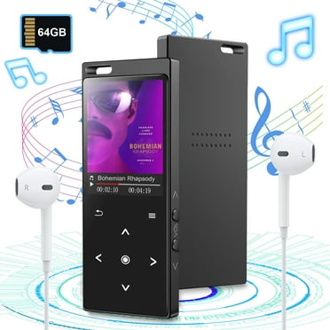 Teblint MP3 Player, Music Player with Bluetooth 5.2 HiFi Sound, MP4 Player with 64GB Micro SD Card, Earphones, Touch Screen, FM Radio, Built-in HD Speaker, Voice Recorder, for Running, Walking