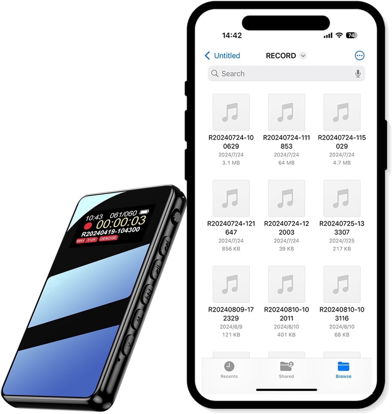128GB Voice Activated Recorder with AI-Intelligent Triple Noise Reduction 9088 Hour Digital Voice Activated Recording Device Audio Recorder with Screen/Playback for Lectures Meetings Interviews Class